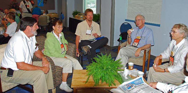 29 - Relaxing in Lounge.jpg - Stone Church members gather for relaxation in the Volunteers Lounge.